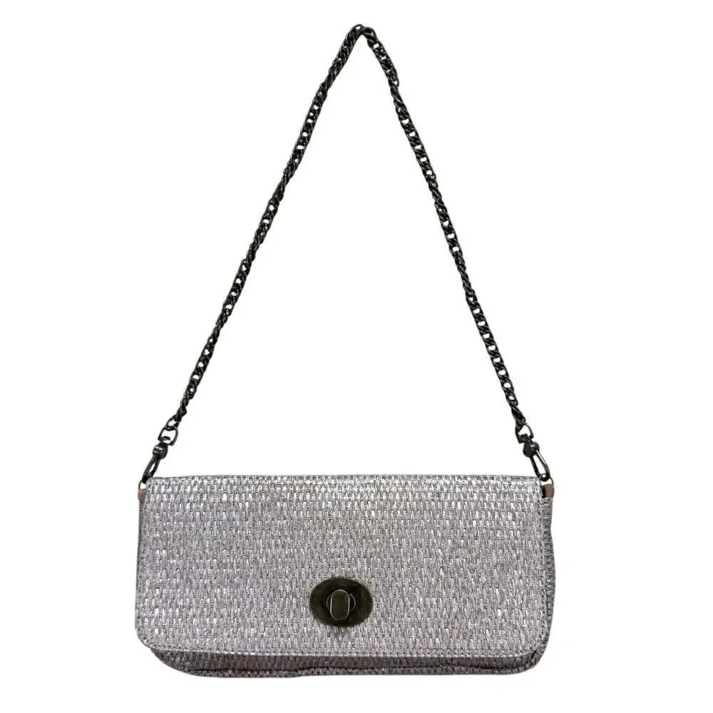 Shiraleah Natural Woven Toggle Clutch Envelope Purse Handbag Cream / Beige